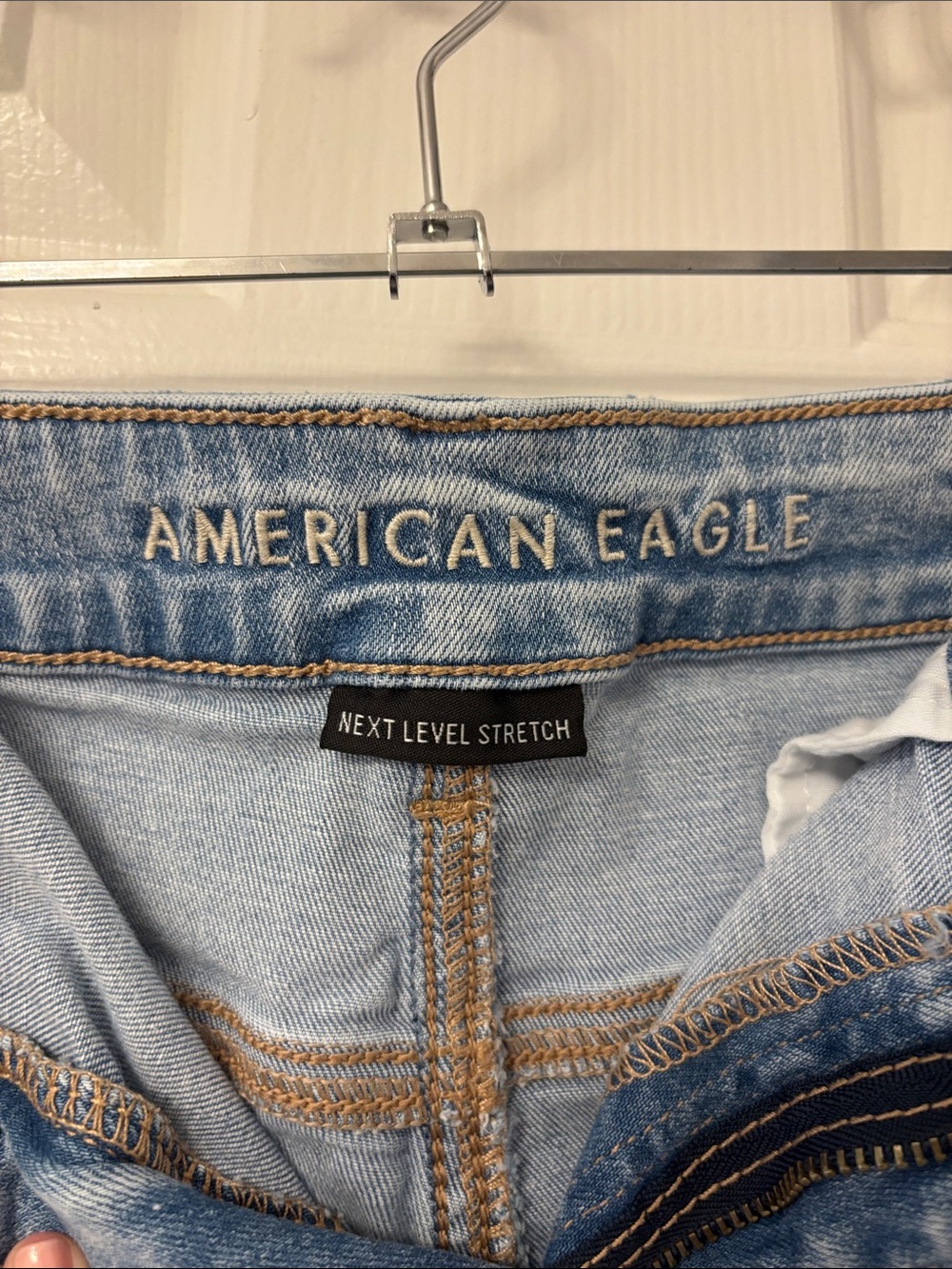 Light Blue Distressed Denim Shorts - Picture 3 of 3